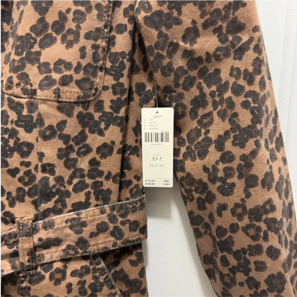 Anthropologie Denim Leopard Print Utility Jumpsuit XSP - Picture 7 of 14